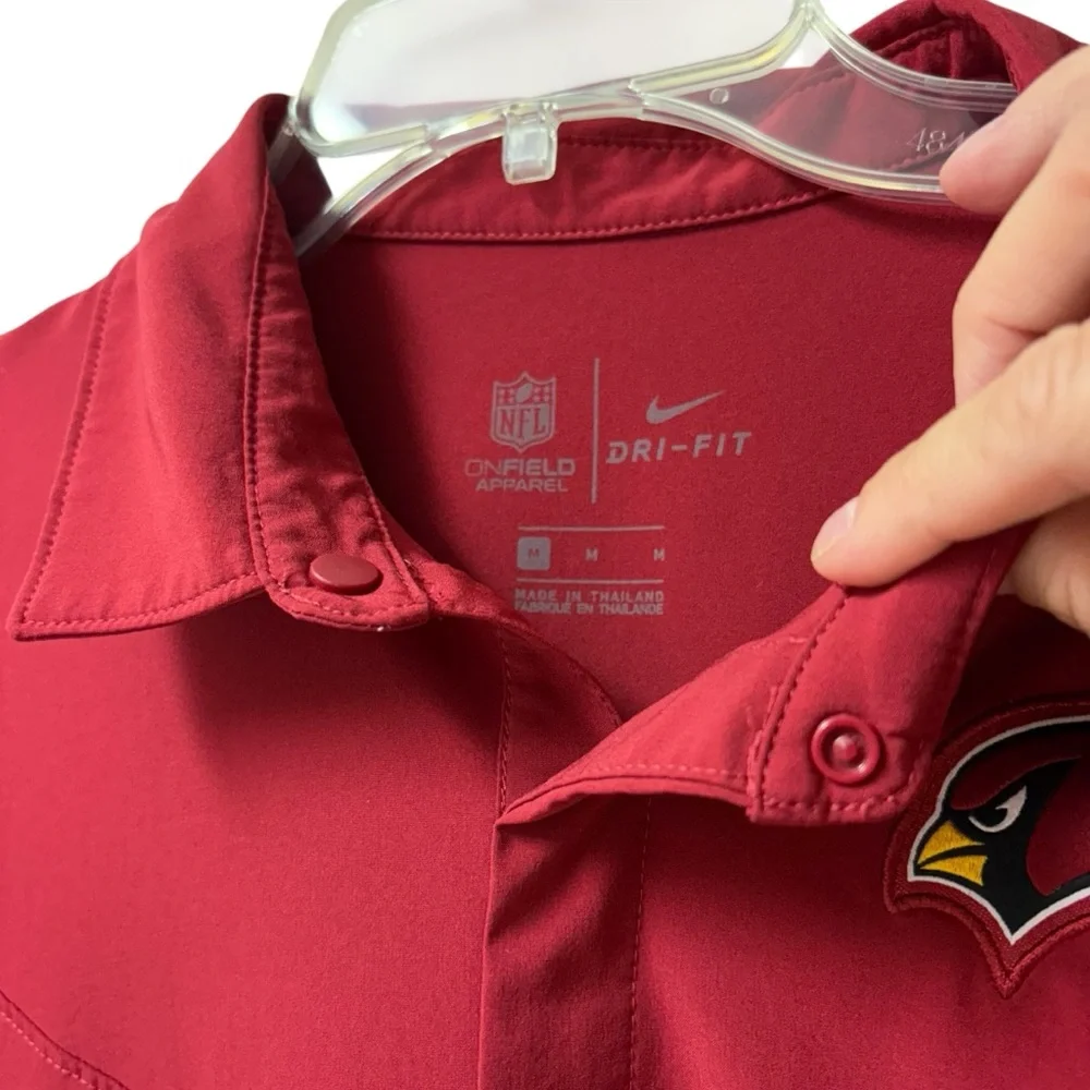 Arizona Cardinals Nike On Field Dri Fit Collared Polo Medium Red Lightweight EUC